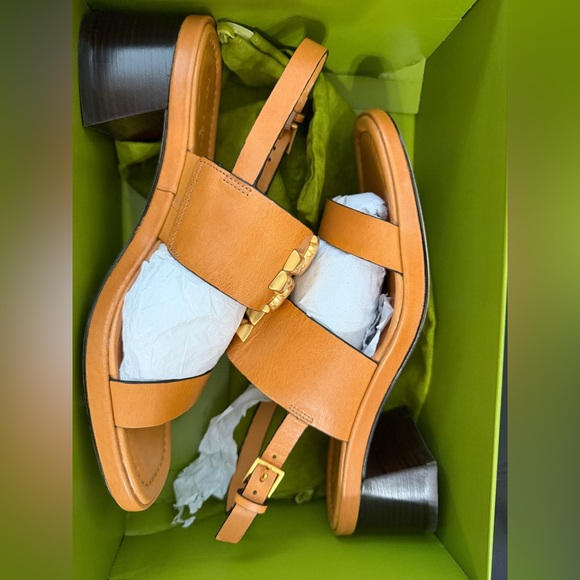 ELEANOR HEEL SANDAL 55MM VACHETTA LEATHER SIZE 7 BROWN NIB - Picture 5 of 7